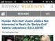 Nesta imagem postada por Justin no Facebook, vemos uma matéria do jornal The Huffington Post em que ele está ao lado de nossa amada Barbie humana, a ucraniana Valeria Lukyanova!