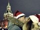 Casal comemora o Ano-Novo em Moscou