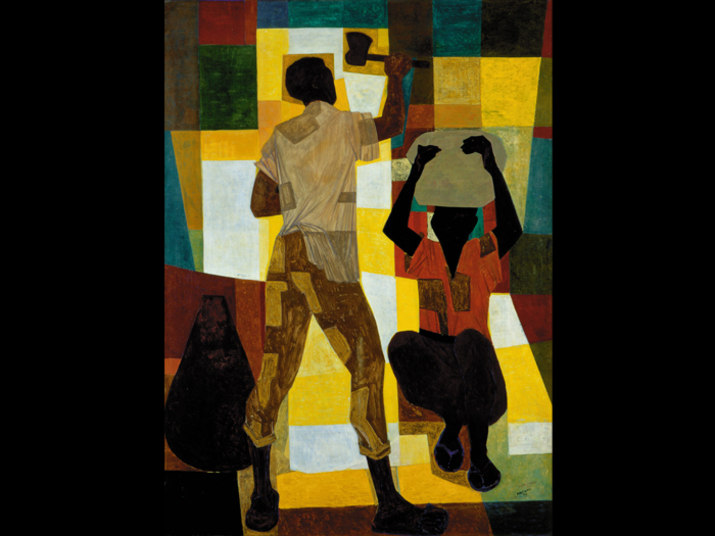 Seringueiros, um dos doze painéis da série Cenas Brasileiras, pintado por Candido Portinari. Veja outras pinturas do artista que pertencem ao acervo do Banco Central