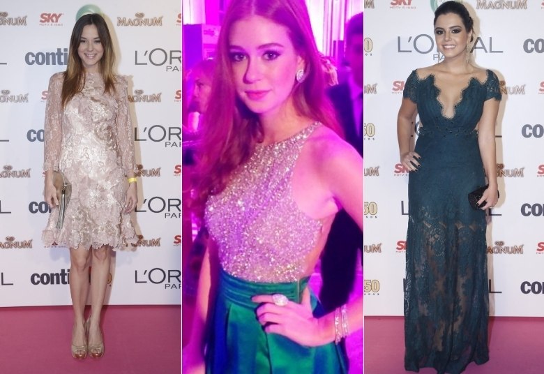 No tapete vermelho, só deu elas! As teens brilharam na premiação e atraíram os fotógrafos. Além de Marina e de Giovanna, a atriz Juliana Lohmann estava impecável em um vestido nude rendado