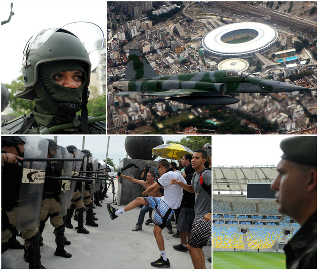 O Exército, a FAB (Força Aérea Brasileira) e a Guarda Municipal do Rio de Janeiro fizeram simulações de operações em terra e no ar nesta quarta-feira, no Rio de Janeiro, como preparação para a Copa das Confederações