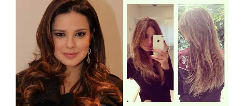 Antes, Vera Viel exibia fios castanhos mas com luzes nas pontas; agora a apresentadora está loira!