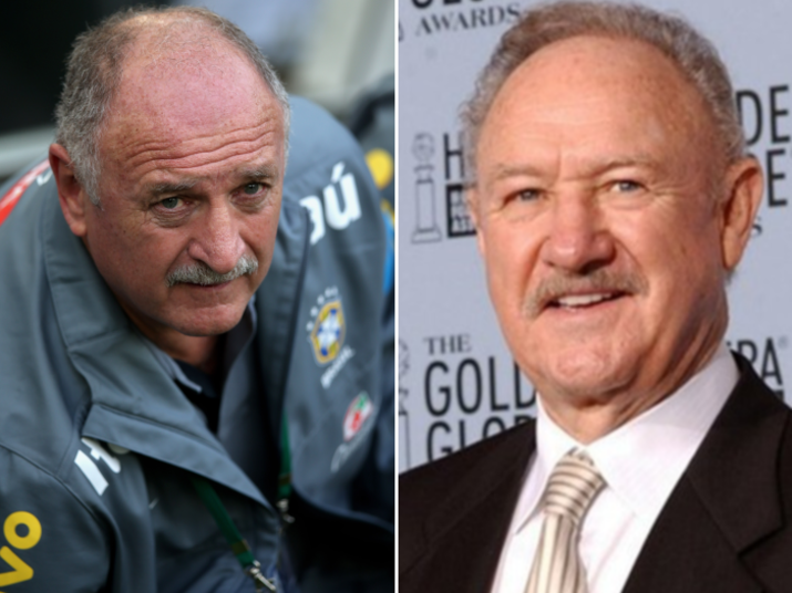 Nem o técnico Luiz Felipe Scolari escapa dos apelidos. Convenhamos que a semelhança do professor com o ator norte-americano Gene Hackmann é inquestionável