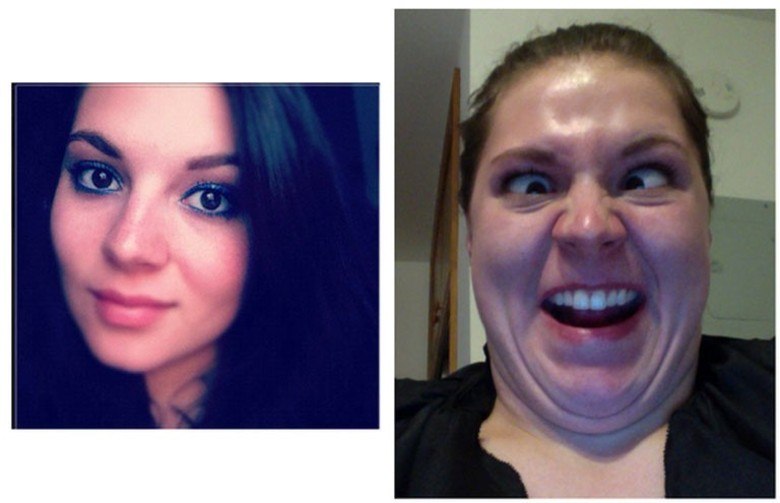 O brilho de um rosto arrasado por uma careta.