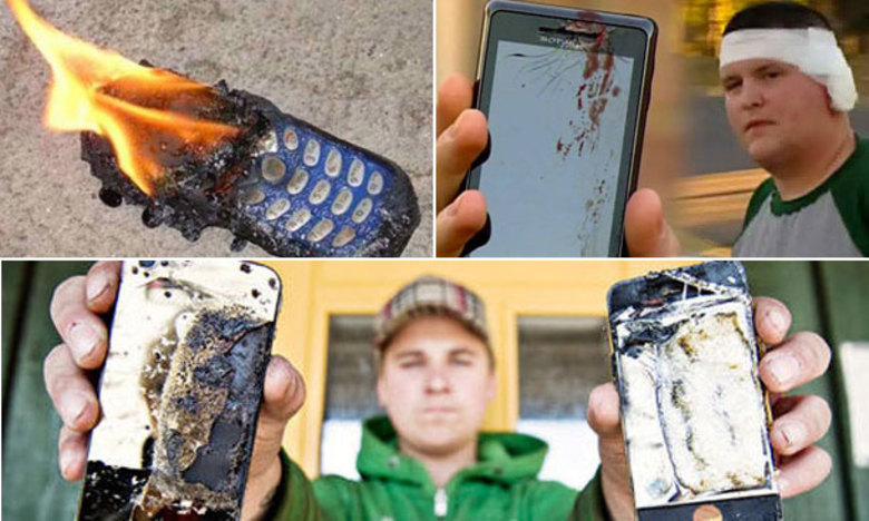 Histórias sobre celulares explodindo — algumas vezes no rosto dos donos — circulam pela internet. Apesar de algumas serem boato, muito caso do tipo já foi registrado. Veja aqui fotos de alguns deles, em que o smartphone acaba realmente detonado (e, às vezes, o dono também)Leia mais: especialistas desvendam casos de celulares explosivos!