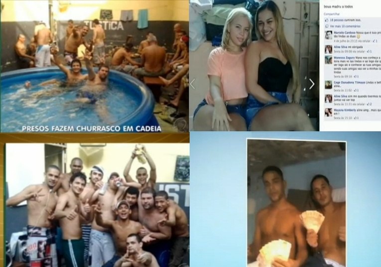 Os presídios brasileiros sofrem com superlotação, falta de agentes penitenciários e equipamentos que auxiliam no controle do que entra nos locais. Tudo isso favorece a entrada de celulares. O R7 levantou casos em diferentes presídios e mostra situações em que os detentos têm até piscina e fazem churrasco nas celas. Além da festa, eles postam tudo no Facebook. Veja as fotos 