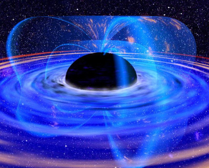 Na imagem é possível ver um disco de acreção, que fica em volta de um buraco negro. O disco é feito de materiais que ficam orbitando em volta do corpo celeste e, geralmente, são materiais de estrelas jovens