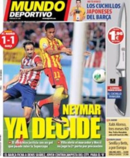 Outro periódico catalão, desta vez, El Mundo Deportivo definiu como 'Neymar já decide'