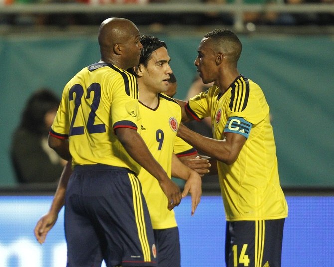 A Colômbia, que espera a recuperação de Falcao Garcia para a Copa do Mundo, é a quarta colocada