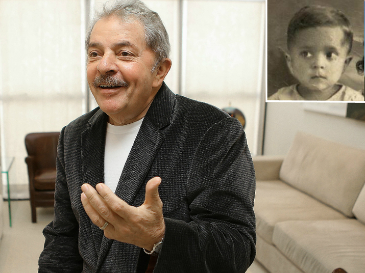 O garoto da última imagem é o ex-presidente Luiz Inácio Lula da Silva. O pequeno Lula no detalhe acima mostra a primeira foto de sua vida. Ela já foi utilizada como avatar no perfil do Facebook do petista