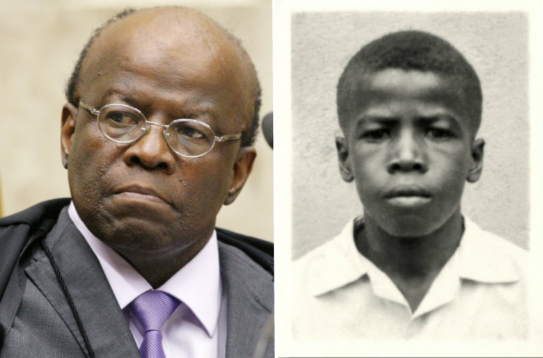 Outra foto que ficou bastante conhecida, principalmente depois de aparecer na capa de uma revista de circulação nacional, é a do presidente do Supremo Tribunal Federal, Joaquim Barbosa, quando criança