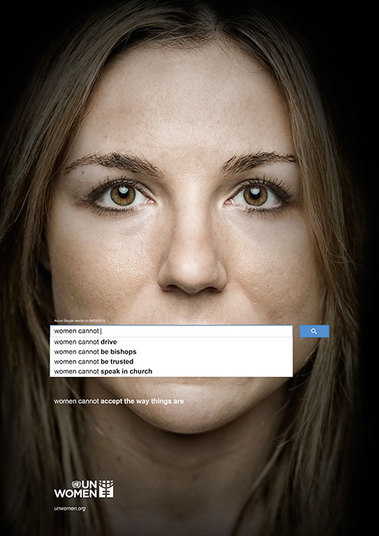 As pesquisas no Google foram realizadas no dia 9 de março deste ano. Ao digitar, em inglês, 'as mulheres não podem', os resultados apontados são: 'não podem dirigir', 'não podem ser bispas', 'não são confiáveis' e 'não podem falar na igreja'. Já a campanha incentiva que as mulheres não podem aceitar as coisas como são hoje