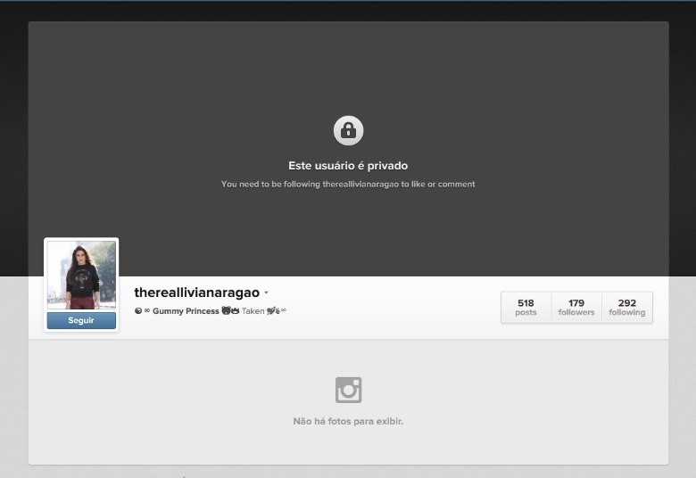 A conta secreta de Lívian é @thereallivianaragao. Lá, Lívian tem quase 200 seguidores e mais de 500 fotos postadas