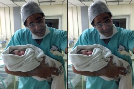 Luciano Szafir segura o segundo rebento nos braços