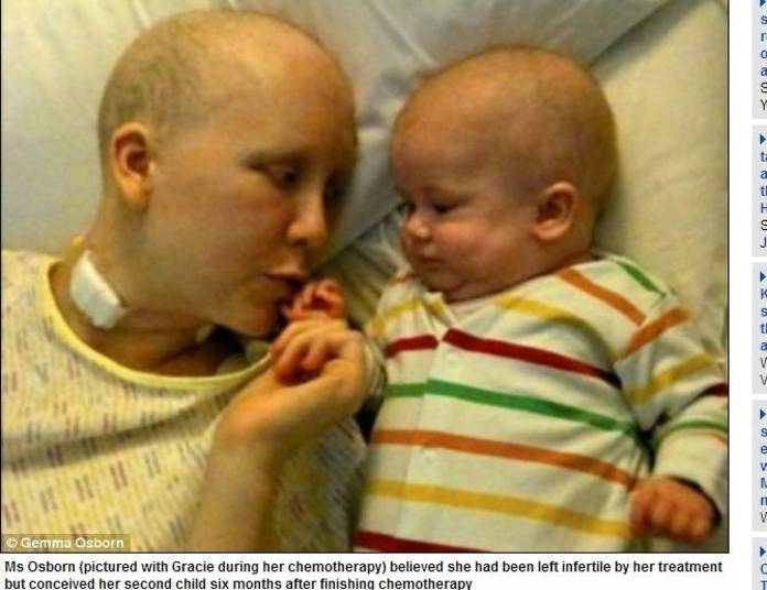 Para passar por tratamento, ela teve que dar à luz a pequena Gracie, que nasceu em julho de 2010
Para passar por tratamento, ela teve que dar à luz a pequena Gracie, que nasceu em julho de 2010