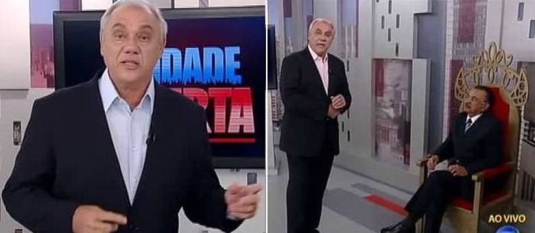 Marcelo Rezende sozinho (à esq.) e acompanhado por Percival de Souza (à dir.): os dois caíram nas graças das crianças (Foto: Reprodução/ Rede Record)