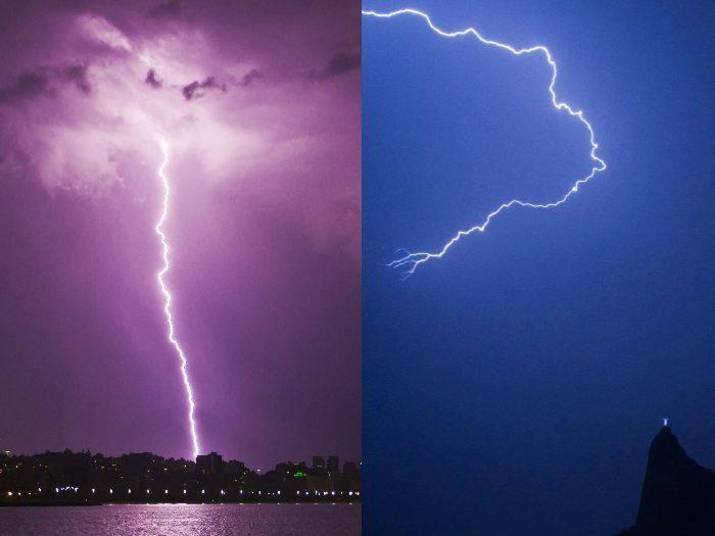 Antes da chuva forte que alagou vias, derrubou árvores e deixou bairros sem luz, raios cortaram o céu da cidade do Rio de Janeiro na noite de segunda-feira (13). Na madrugada, o temporal deixou a cidade em estágio de atenção