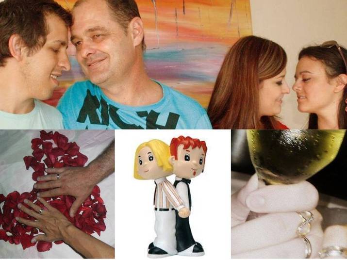 Com 22 mil habitantes, a pequena cidade de Sombrio, no extremo Sul de Santa Catarina, se prepara para ter o primeiro casamento gay duplo na mesma família. A cerimônia vai celebrar a união matrimonial de pai e filha, com seus respectivos pares, no próximo dia 19 de abril.Os dois casais já investiram R$ 50 mil na festa para 250 convidados, que será “absolutamente tradicional, sem extravagâncias ou com temática homossexual”. Nas imagens a seguir, conheça a reação da família, as histórias curiosas que os casais enfrentam durante os preparativos e como pai e filha “saíram do armário” um para o outroReportagem e entrevistas: Gleyson Pereira, do R7 Com 22 mil habitantes, a pequena cidade de Sombrio, no extremo Sul de Santa Catarina, se prepara para ter o primeiro casamento gay duplo na mesma família. A cerimônia vai celebrar a união matrimonial de pai e filha, com seus respectivos pares, no próximo dia 19 de abril.Os dois casais já investiram R$ 50 mil na festa para 250 convidados, que será “absolutamente tradicional, sem extravagâncias ou com temática homossexual”. Nas imagens a seguir, conheça a reação da família, as histórias curiosas que os casais enfrentam durante os preparativos e como pai e filha “saíram do armário” um para o outroReportagem e entrevistas: Gleyson Pereira, do R7