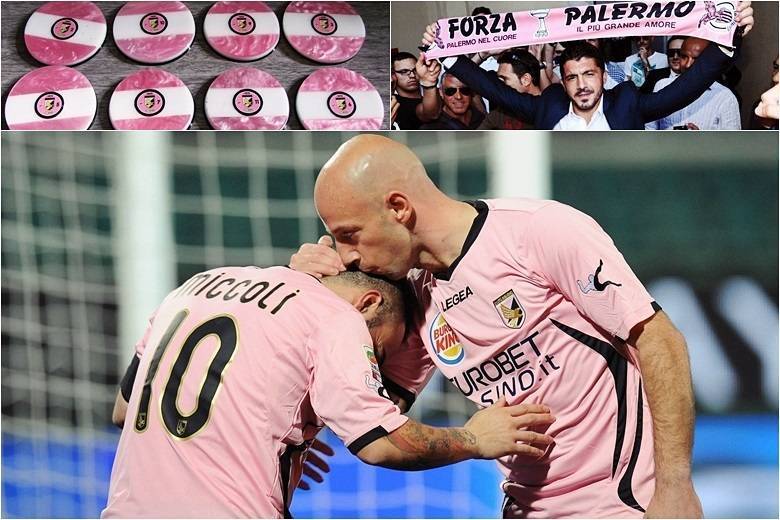 Na Itália, o Palermo é o time do uniforme rosa. A cor é tão característica que está até em times de botão da equipeSaiba tudo sobre esportes! Acesse R7.com/esportes