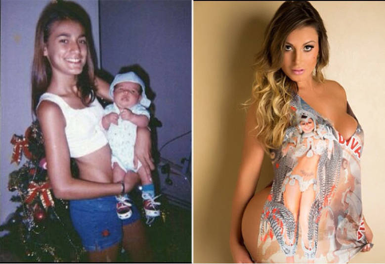 Andressa Urach deixou o rosto mais quadrado, aumentou os lábios, afinou a cintura e colocou silicone nos seios