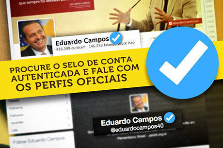 Perfis oficiais do Facebook têm selo característico, alertou Campos