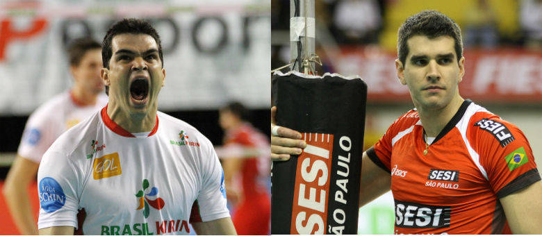 Vini (à esquerda) e Sandro se enfrentam neste sábado (5) em busca de uma vaga na final da Superliga