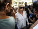 A atriz Arlete Salles falou com a imprensa no local