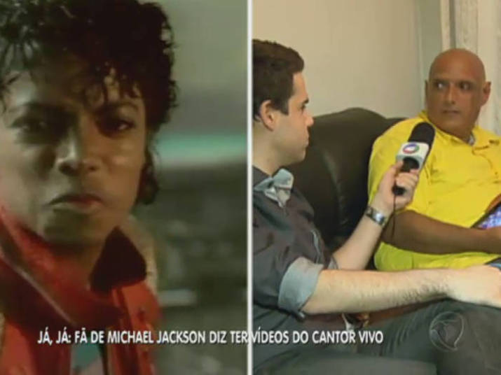 JORNALISTA EXIBE VÍDEOS E GARANTE: "MICHAEL JACKSON NÃO MORREU E ME PEDIU POR EMAIL PARA AVISAR AOS FÃS" 3 15/04/2014 Na sequência, o jornalista não fugiu da pergunta quando foi questionado se acredita que Michael estaria realmente vivo.— Ele está vivo e eu tenho certeza disso!Qual a sua opinião sobre a morte de Michael Jackson? Clique aqui e responda!Assista ao vídeo e confira toda a reportagem com o jornalista no palco do Balanço Geral!
