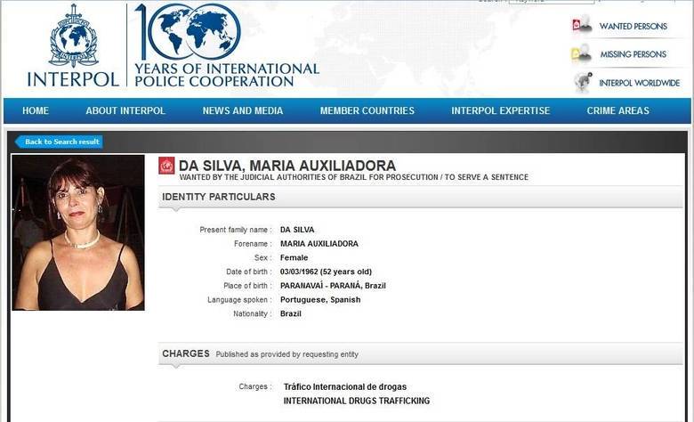 Maria Auxiliadora da Silva, 52 anos, é procurada por tráfico
internacional de drogas 