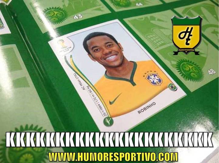 Eles lembraram o fato de Robinho ter sido incluído no álbum da Copa do Mundo e usaram isso como piada para o atacante do Milan