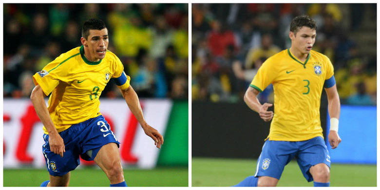 Thiago Silva era reserva de Lúcio na zaga central do Brasil em 2010. Para 2014 Thiago, para muitos o melhor zagueiro do mundo, é titular absoluto do time de Felipão. E está em um estágio superior ao de Lúcio em 2010.
