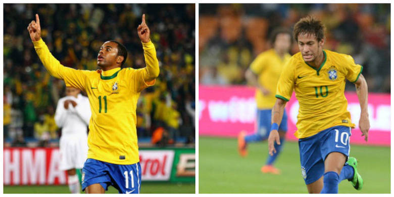 Robinho e Neymar começaram no Santos. Robinho é uma espécie de padrinho de Neymar na seleção. E neste caso,  o afilhado superou o padrinho, já que Neymar está em um estágio superior