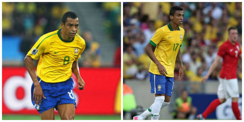 Gilberto Silva fazia as vezes de primeiro volante, revezando-se com Felipe Melo. Gilberto Silva tinha em 2010 ótimo senso de colocação e saía jogando com facilidade. Luiz Gustavo, volante do Brasil em 2014, é forte na marcação e chuta bem de fora da área, mas Gilberto Silva era superior