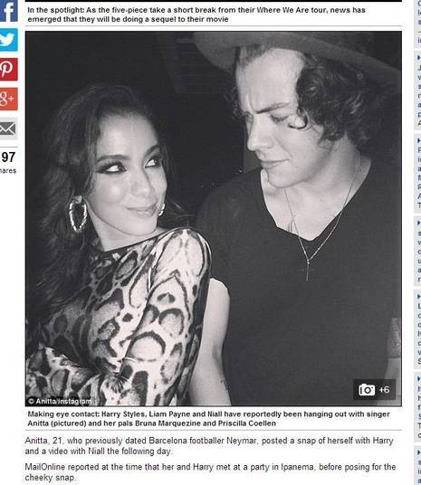 Anitta também foi colocada no centro de boatos por conta do One Direction. É que a funkeira fez muita festa com a banda inglesa, tirou fotos, gravou vídeos e até foi elogia por eles. A foto da cantora brasileira com Harry Styles e Niall Horan chegou a parar em jornais internacionais. Rolou ou não rolou? Anitta também foi colocada no centro de boatos por conta do One Direction. É que a funkeira fez muita festa com a banda inglesa, tirou fotos, gravou vídeos e até foi elogia por eles. A foto da cantora brasileira com Harry Styles e Niall Horan chegou a parar em jornais internacionais. Rolou ou não rolou?