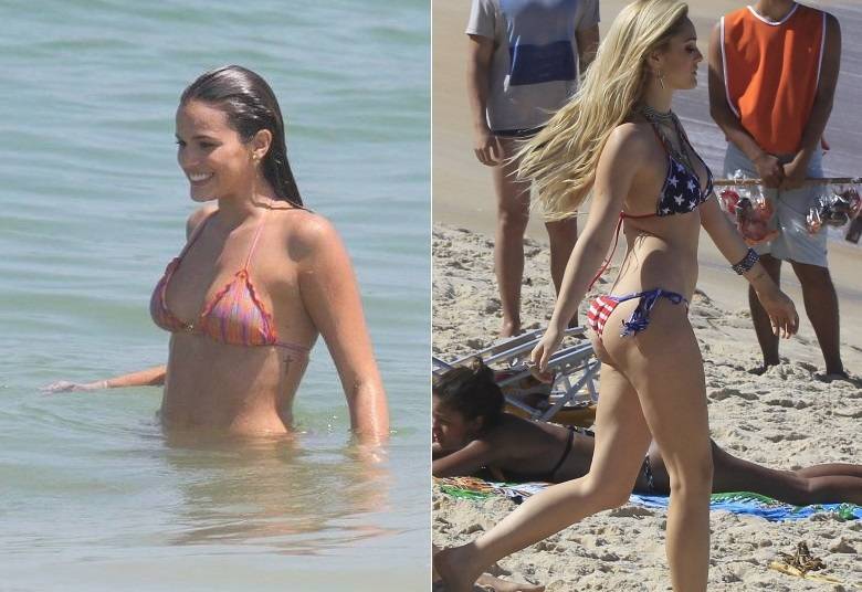 Bruna tem o corpo com mais curvas que Isabelle, conhecida por seu mais sequinhas, mas ambas são magrasBruna ou Isabelle: qual delas fica melhor de biquíni?