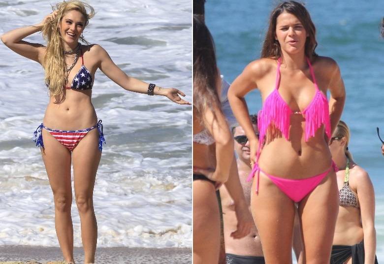 As duas beldades teens mais comentadas do momento, Bruna Marquezine e Isabelle Drummond, gravaram recentemente cenas de novelas em praias. Na sua opinião, qual dela fica melhor de biquíni? Veja as fotos da galeria para tirar a dúvida e depois vote na sua favorita!