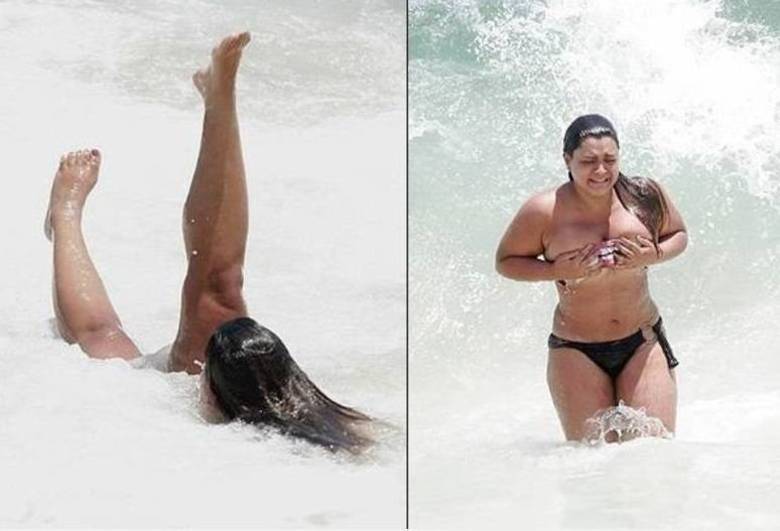 E a Preta Gil? A cantora não se deu conta da força do mar e quase teve seu biquíni levado pela correnteza E a Preta Gil? A cantora não se deu conta da força do mar e quase teve seu biquíni levado pela correnteza