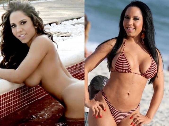 Renata Frisson (Mulher Melão) Ela pode até ter um corpo escultural, mas não conseguiu escapar das 'garras' do photoshop. É possível perceber os retoques na cintura da moça pois os ladrilhos da piscina denunciam. Repare como eles estão tortos bem na área da barriga dela