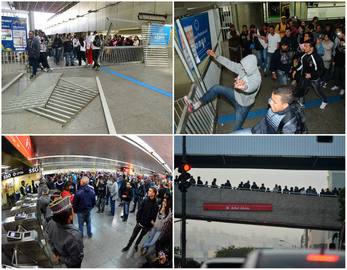 A greve dos metroviários, que teve início nesta quinta-feira (5) na capital paulista, fez os paulistanos se depararem com portões fechados em diversas estações das linhas 1-Azul, 2-Verde e 3-Vermelha do Metrô. No entanto, mesmo com a paralisação, as linhas operavam parcialmente desde as 6h30. Acompanhe a situação do trânsito e da greve no Minuto a MinutoDo R7, com Amanda Mont'Alvão Veloso e Márcia Francês