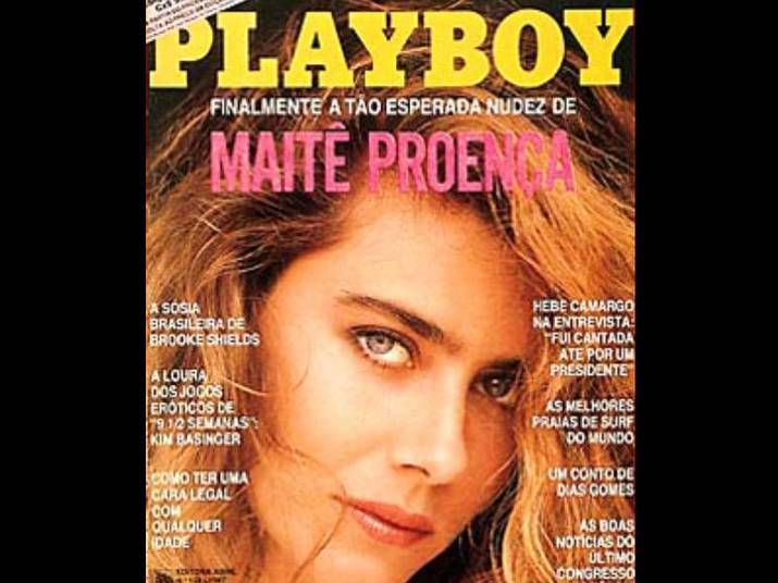 Maitê Proença (1987 e 1996)A loira já foi capa duas vezes da revista, Na primeira, aos 29 anos, sensualizou com uma foto em close. Na segunda vez, nove anos depois, posou em Sicília, na Itália