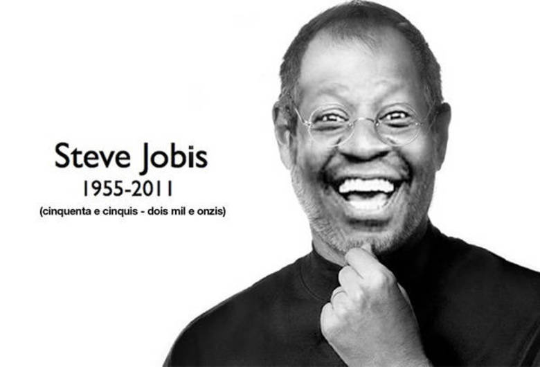 Do mesmo modo, a imagem centrada do gênio da computação, Steve Jobs, ganhou irreverência