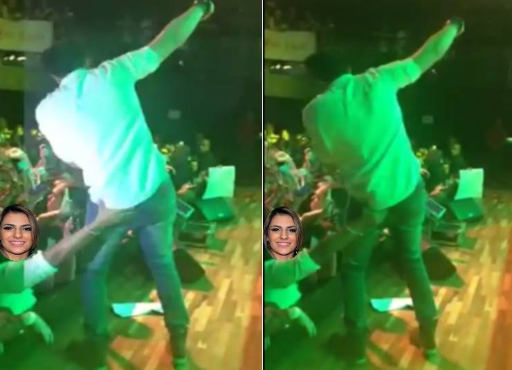 Luan Santana foi vítima de uma fã espertinha nesta terça-feira (22). Enquanto atendia os admiradores na beira do palco, uma garota passou a mão no bumbum do cantor. A mocinha aproveitou que Luan estava pertinho e não aguentou a tentação: deu uma pegadinha. Depois, ela vira para as amigas sorrindo. Sortuda!
