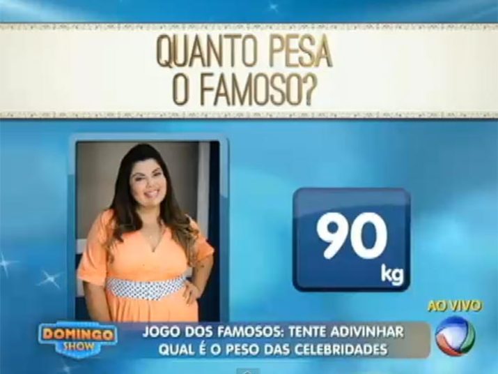 Fabiana Karla fez uma dieta rigorosa para chegar aos 90 kg+ Aproveite e confira as matérias do programa Domingo Show+ Já curtiu a página do Domingo Show no Facebook? É só clicar!+ Siga o Domingo Show no Twitter e receba todas as notícias do programa
