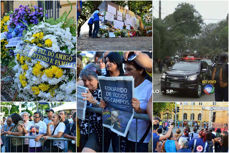 Público já se concentra nos locais do Recife por onde devem passar os restos mortais de Eduardo Campos. São esperadas cerca de 100 mil pessoas no velório do candidato