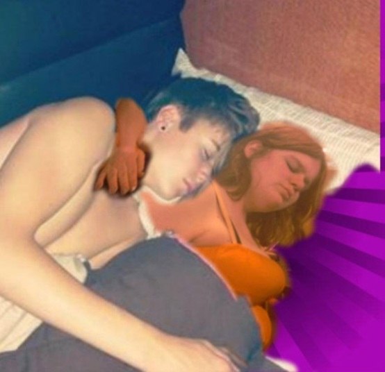 O sonho dessa mulher era dormir de conchinha com Justin Bieber. Parabéns pelo sonho e pela montagem
