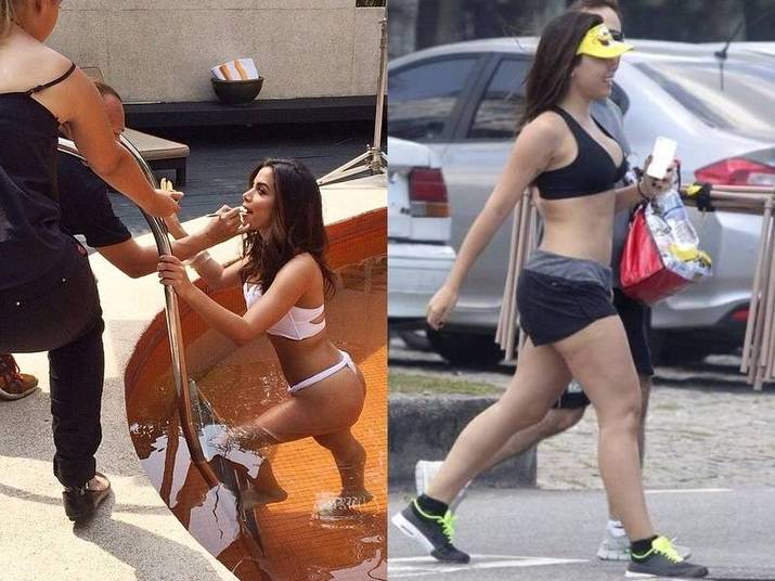 Durante caminhada, ela mostrou que tem vários furinhos