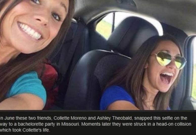 Essas duas amigas, Collete Moreno e Ashley Theobald, estavam distraídas fazendo selfies enquanto uma delas estava dirigindo. Imaginem no que deu! Bateram o carro e Collete não sobreviveu! Essas duas amigas, Collete Moreno e Ashley Theobald, estavam distraídas fazendo selfies enquanto uma delas estava dirigindo. Imaginem no que deu! Bateram o carro e Collete não sobreviveu!
