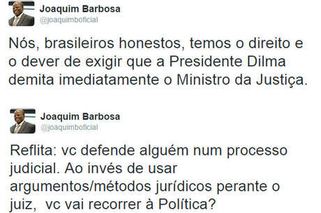 Mensagens de Barbosa pedem demissão de Cardozo