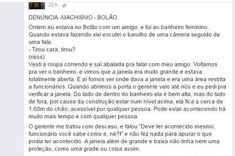 A denúncia foi feita na página da jovem em uma rede social