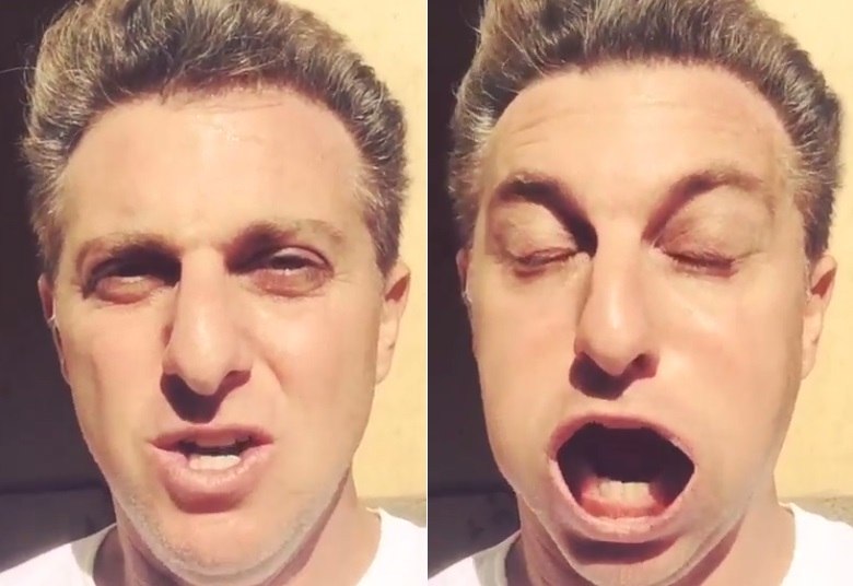 Em outro vídeo gravado no Pantanal, Huck faz caretas quando recebe um forte jato de ar no rosto